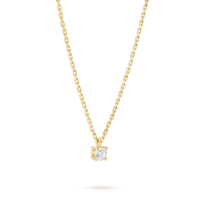 Colier cu diamant 0.1 carate Solitaire Signature din Aur Galben 18K. Miruna House Of Jewels 