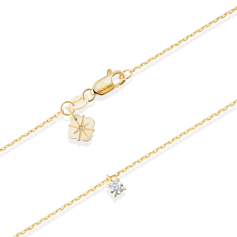 Colier cu diamant 0.1 carate Solitaire Signature din Aur Galben 18K. Miruna House Of Jewels 