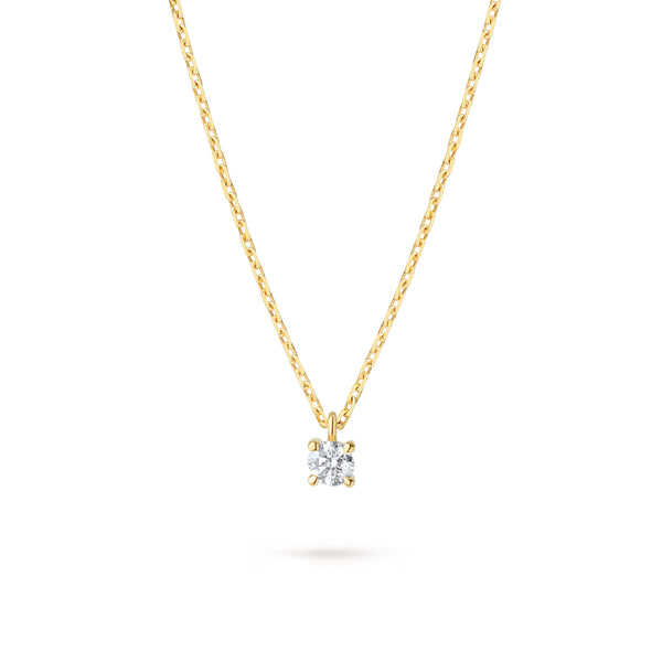 Colier cu diamant 0.1 carate Solitaire Signature din Aur Galben 18K. Miruna House Of Jewels 