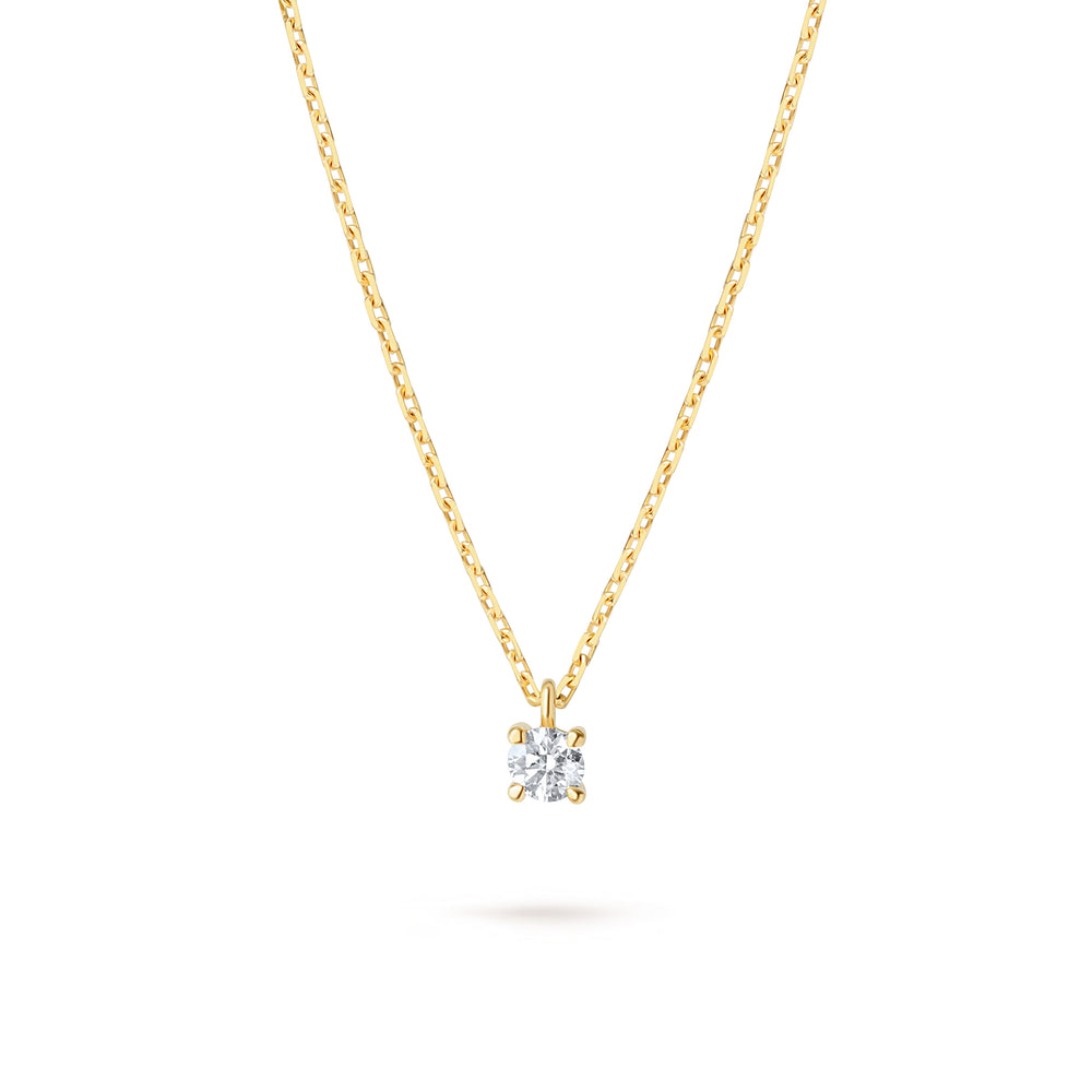 Colier cu diamant 0.1 carate Solitaire Signature din Aur Galben 18K. Miruna House Of Jewels 