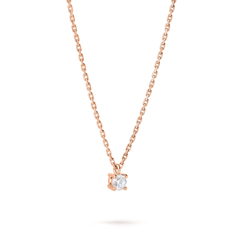 Colier cu diamant 0.1 carate Solitaire Signature din Aur Roz 18K. Miruna House Of Jewels 