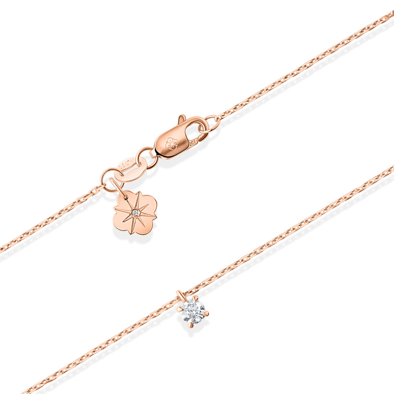 Colier cu diamant 0.1 carate Solitaire Signature din Aur Roz 18K. Miruna House Of Jewels 