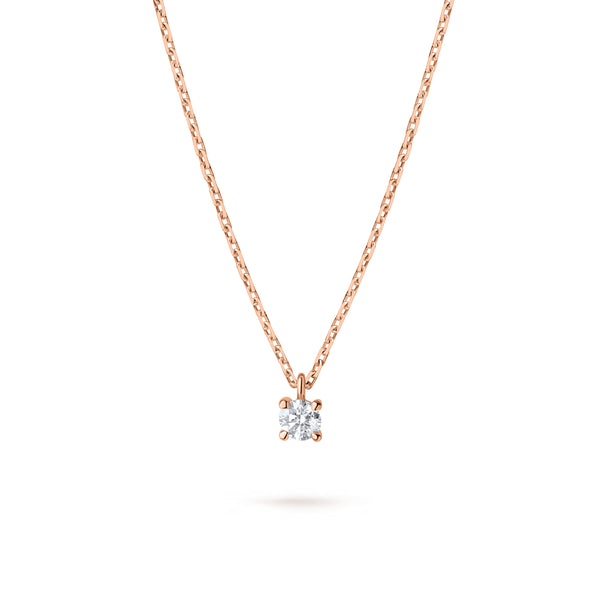 Colier cu diamant 0.1 carate Solitaire Signature din Aur Roz 18K. Miruna House Of Jewels 