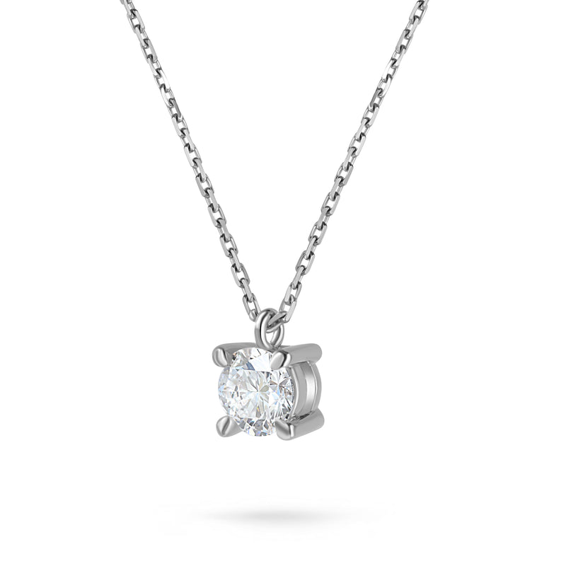 Colier cu diamant 0.35 carate Solitaire Signature din Aur Alb 18K. Miruna House Of Jewels 