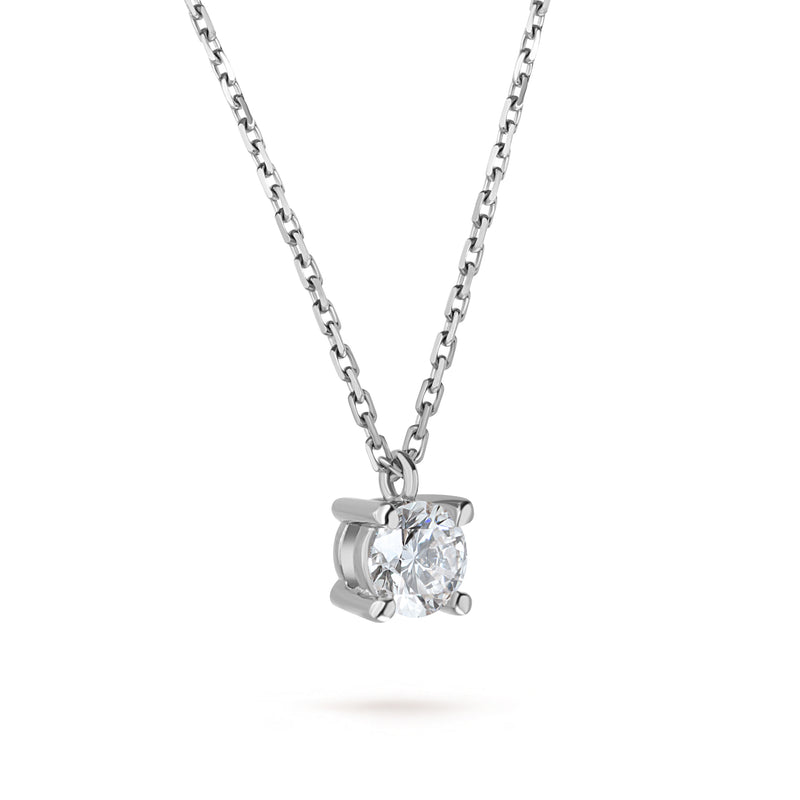 Colier cu diamant 0.35 carate Solitaire Signature din Aur Alb 18K. Miruna House Of Jewels 