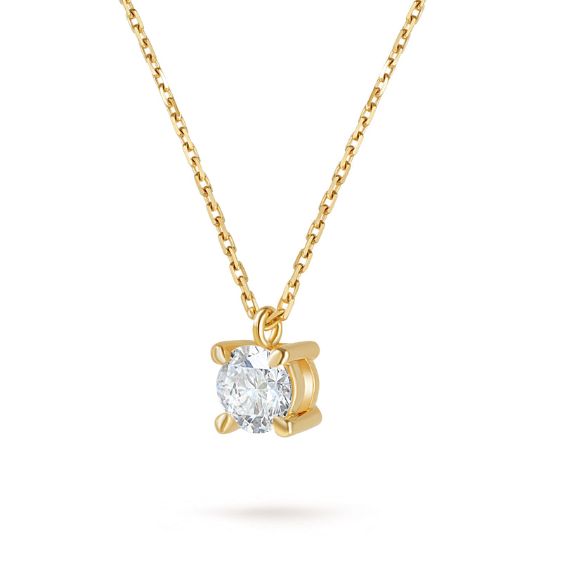 Colier cu diamant 0.35 carate Solitaire Signature din Aur Galben 18K. Miruna House Of Jewels