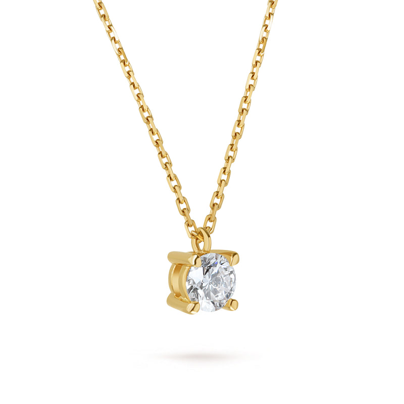 Colier cu diamant 0.35 carate Solitaire Signature din Aur Galben 18K. Miruna House Of Jewels