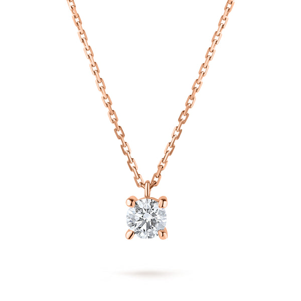 Colier cu diamant 0.35 carate Solitaire Signature din Aur Roz 18K. Miruna House Of Jewels 
