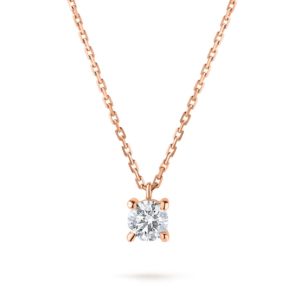 Colier cu diamant 0.35 carate Solitaire Signature din Aur Roz 18K. Miruna House Of Jewels 