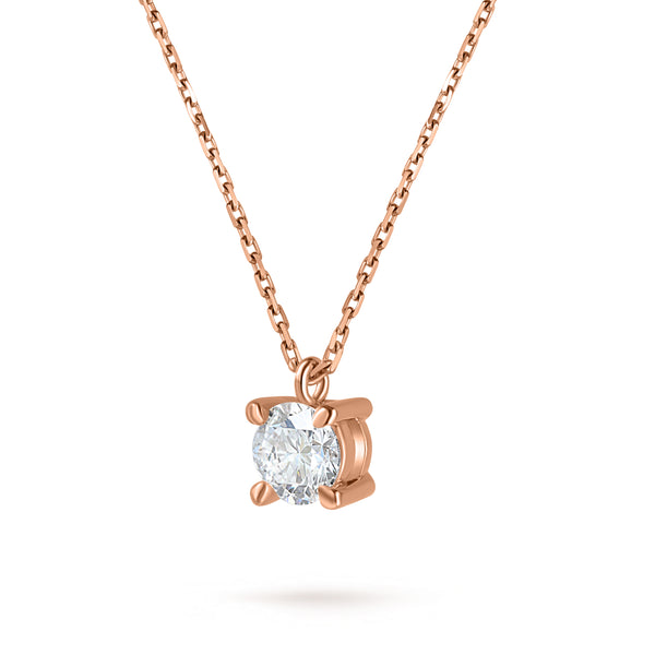 Colier cu diamant 0.35 carate Solitaire Signature din Aur Roz 18K. Miruna House Of Jewels 