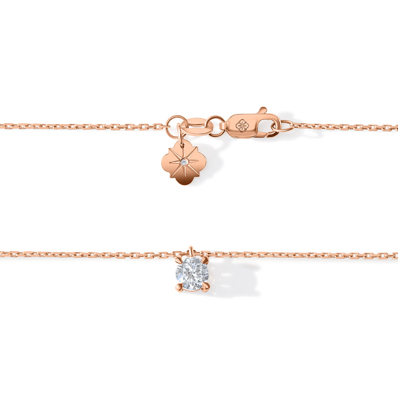 Colier cu diamant 0.35 carate Solitaire Signature din Aur Roz 18K. Miruna House Of Jewels 