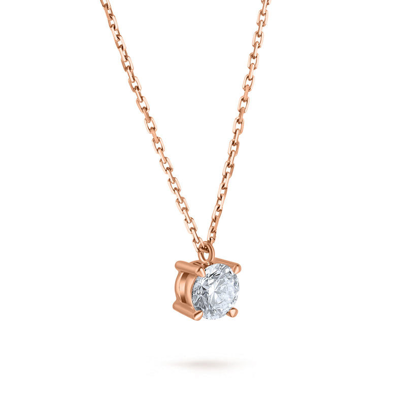 Colier cu diamant 0.45 carate Solitaire Signature din Aur Roz 18K. Miruna House Of Jewels 