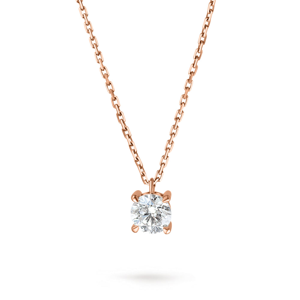 Colier cu diamant 0.45 carate Solitaire Signature din Aur Roz 18K. Miruna House Of Jewels 