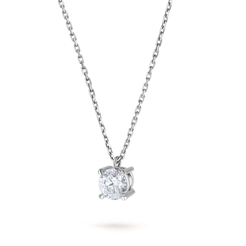 Colier cu diamant 0.5 carate Solitaire Signature din Aur Alb 18K. Miruna House Of Jewels 