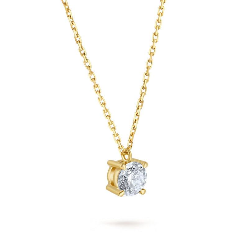 Colier cu diamant 0.5 carate Solitaire Signature din Aur Galben 18K. Miruna House Of Jewels
