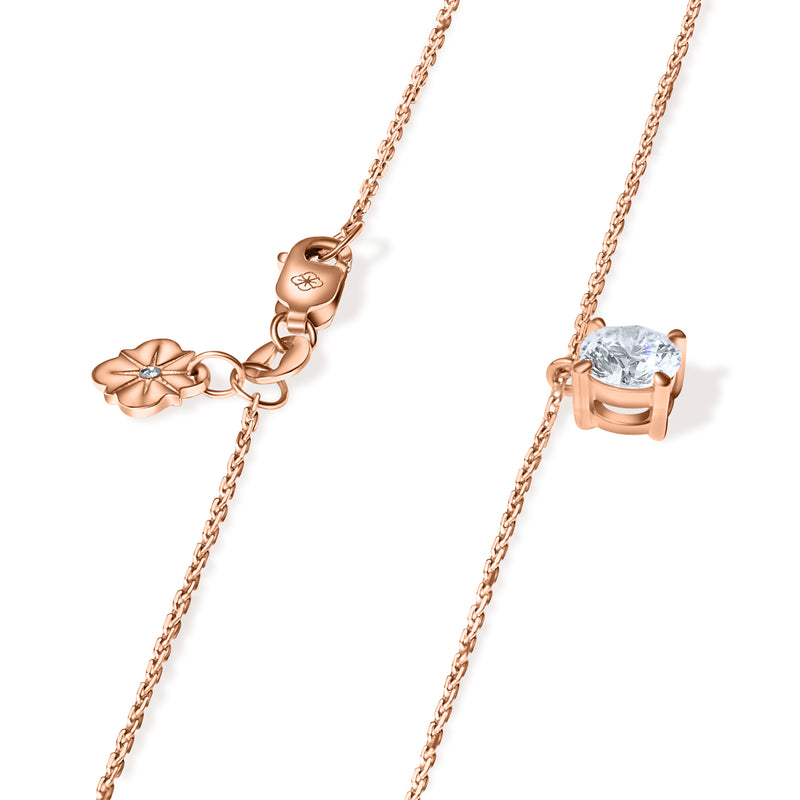 Colier cu diamant 0.5 carate Solitaire Signature din Aur Roz 18K. Miruna House Of Jewels 