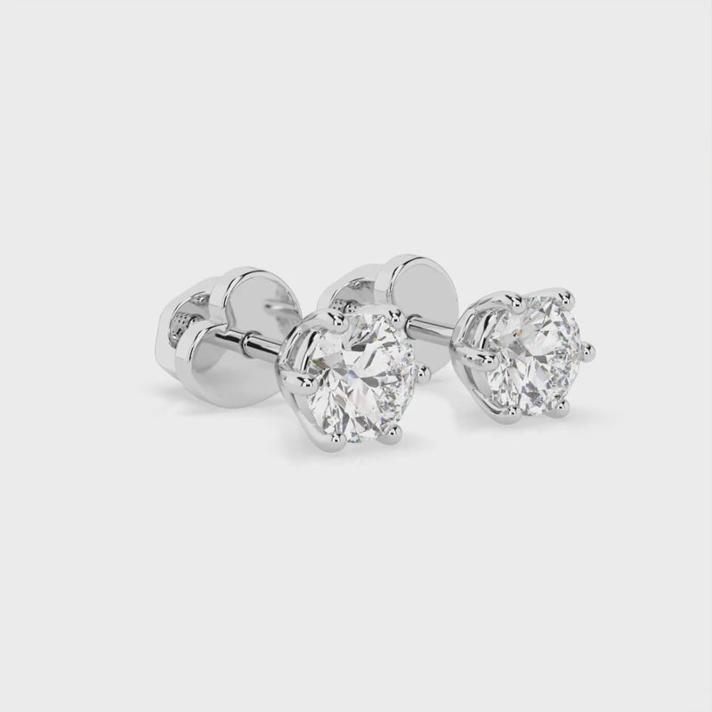 Cercei din aur roz 18K și diamante Classic Diamond Studs 0.6 carate