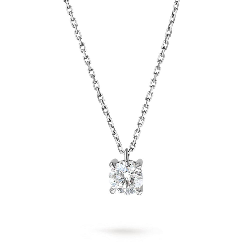 Colier cu diamant natural  0.3 carate Solitaire Heritage din Aur Alb 18K. Miruna House Of Jewels 